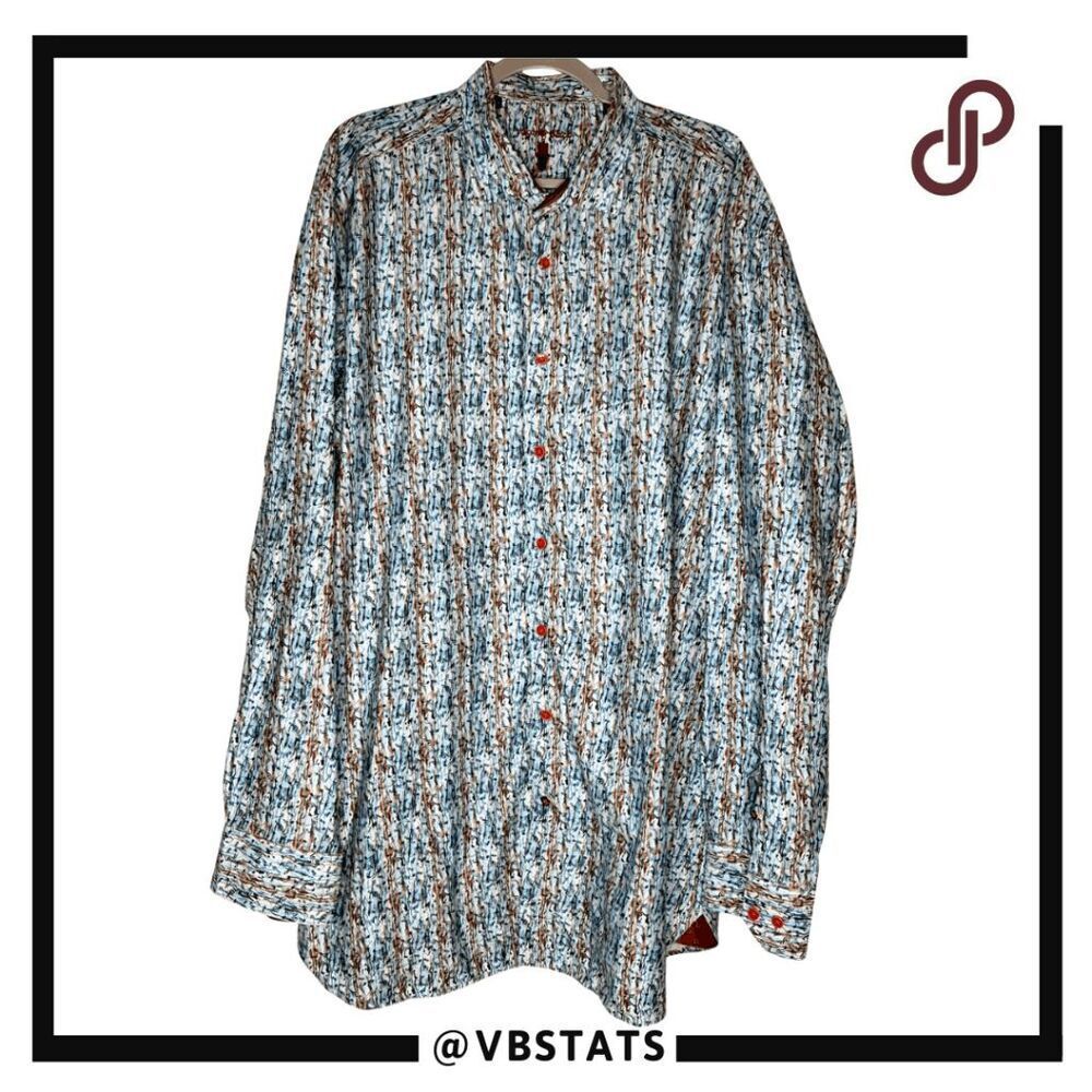 Visconti Black Men's Music Note Long Sleeve Button Up Shirt Multicolor Size 2XLT
